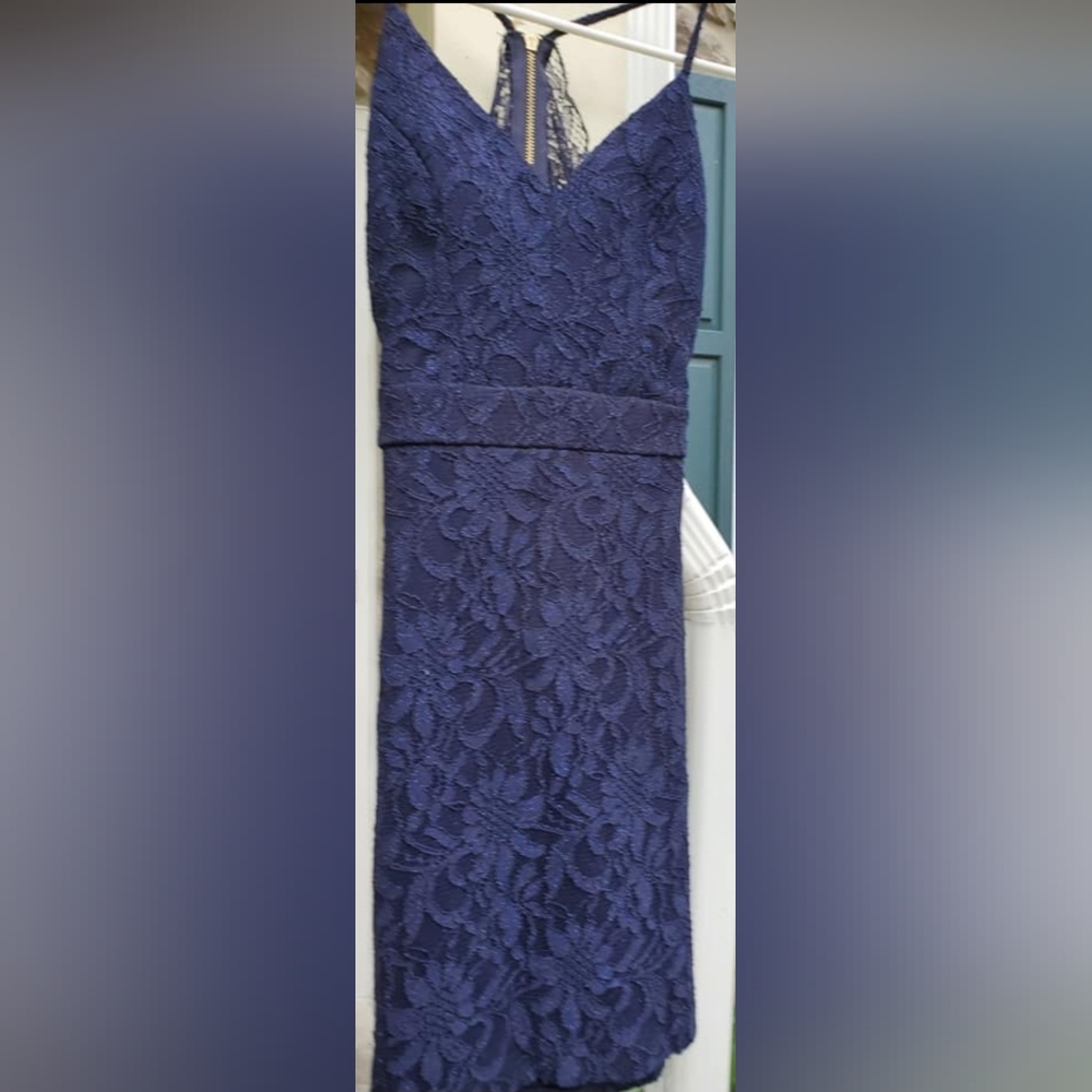 Elegant Navy Blue Sparkle Lace Dress City Triangles Size 1